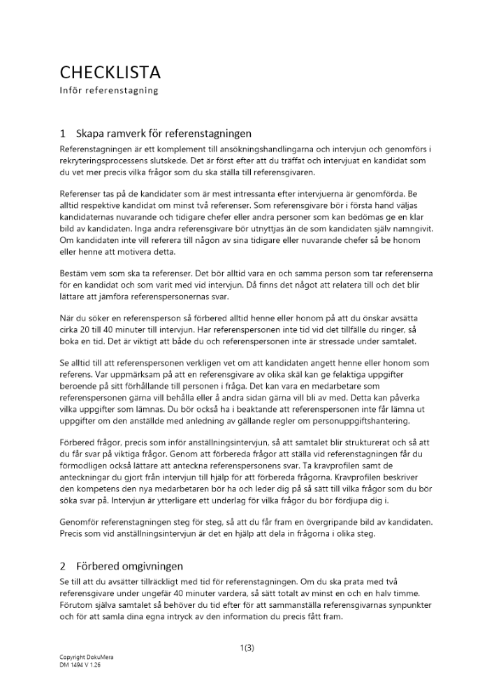Checklista referenstagning
