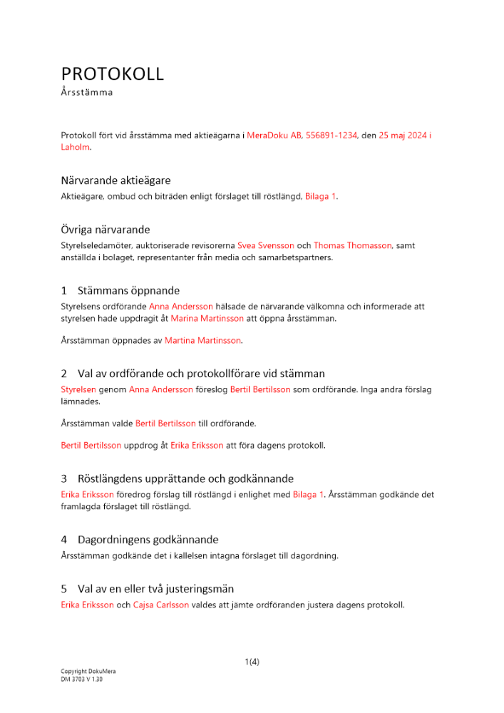 Protokoll från årsstämma - Publikt avstämningsbolag _Noterat_ 2024