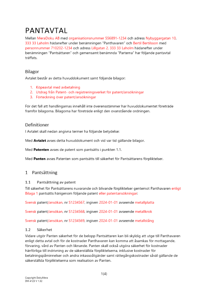 Pantavtal _Detaljerat_ - Patent 2024