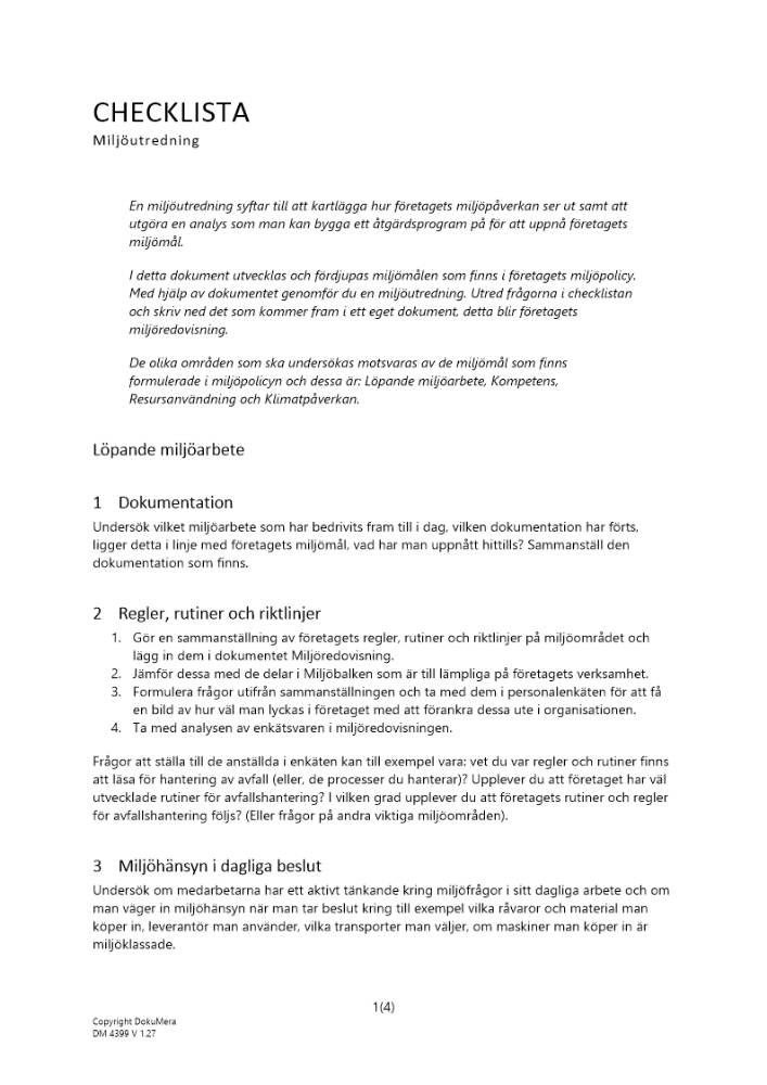 Checklista miljöutredning 2024