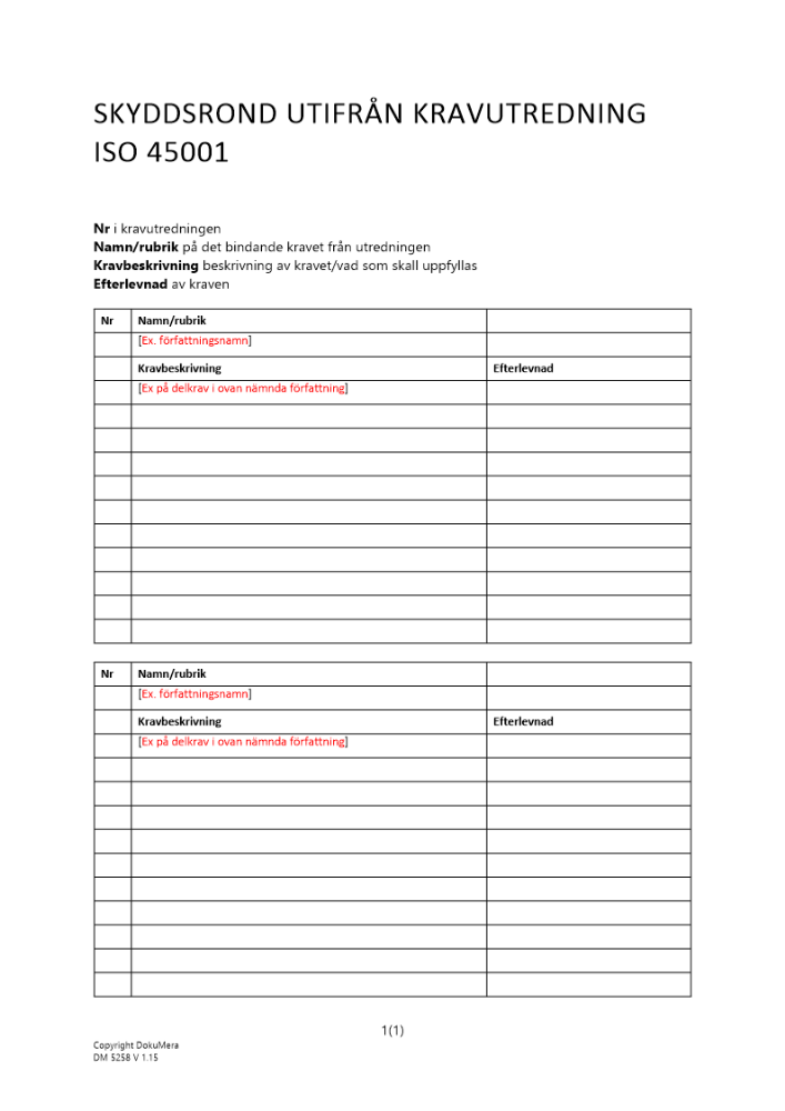 Skyddsrond utifrån kravutredning ISO 45001