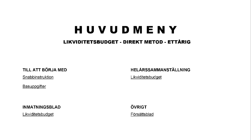 Likviditetsbudget direkt metod ettårig