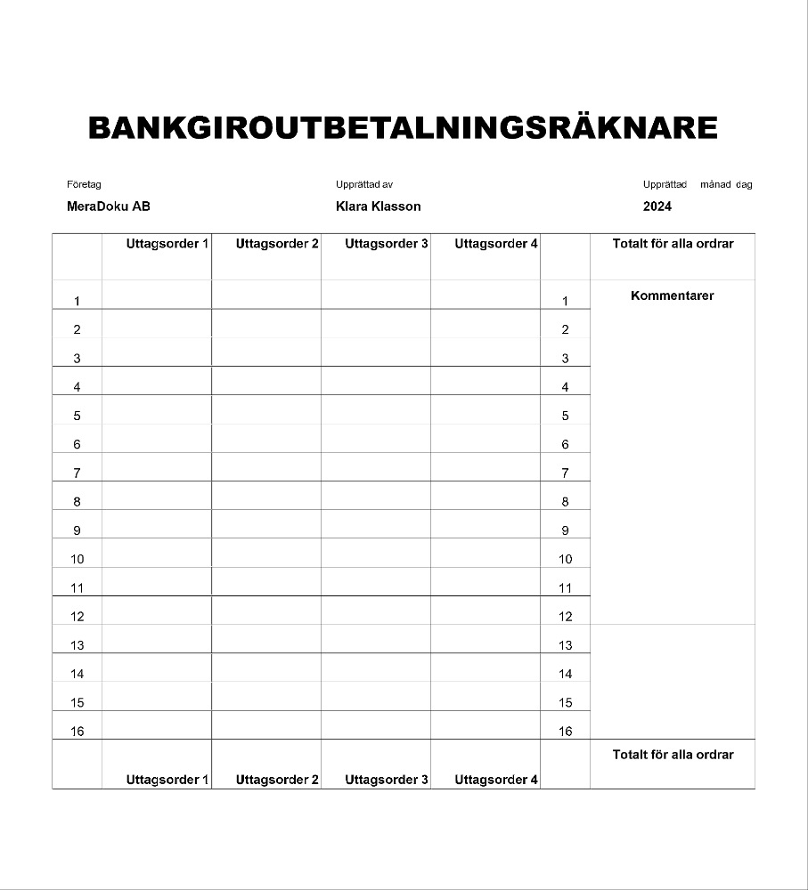 Bankgiroutbetalningsräknare 2024