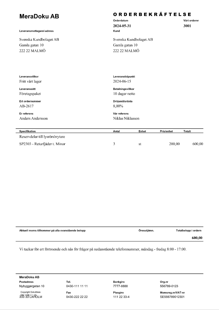 Orderbekräftelse 2024