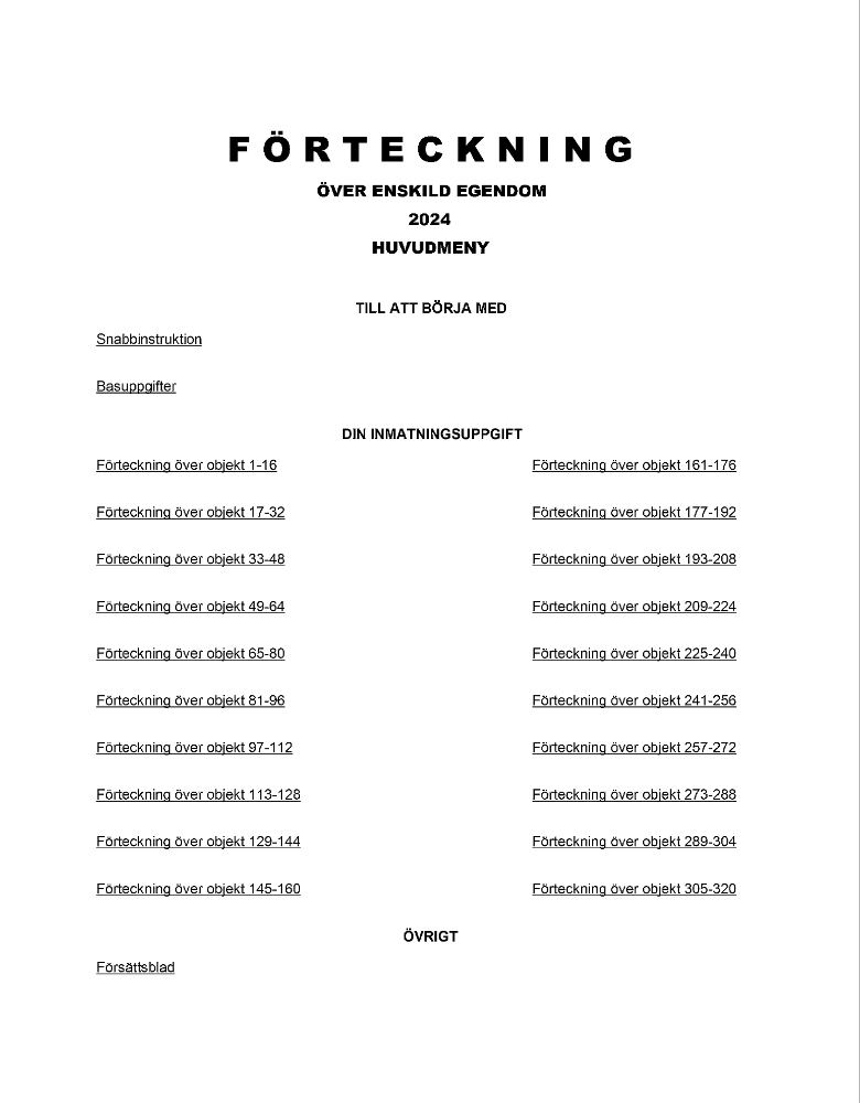 Förteckning enskild egendom 2024