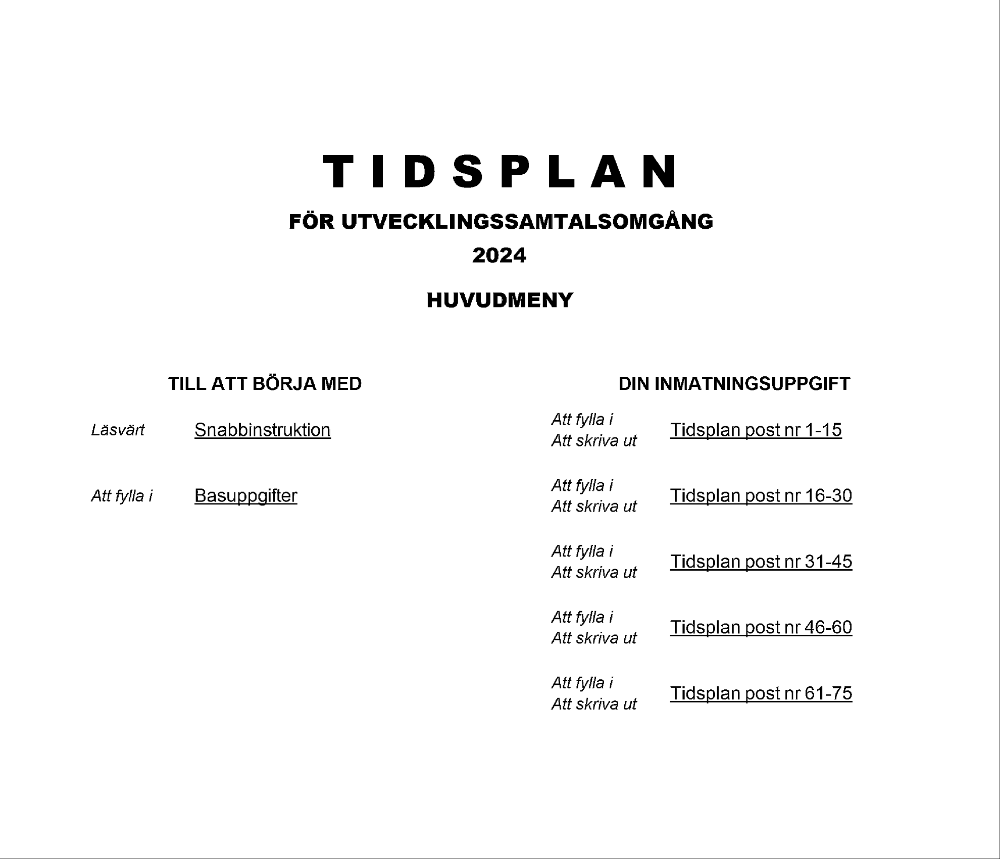 Tidsplan utvecklingssamtalsomgång