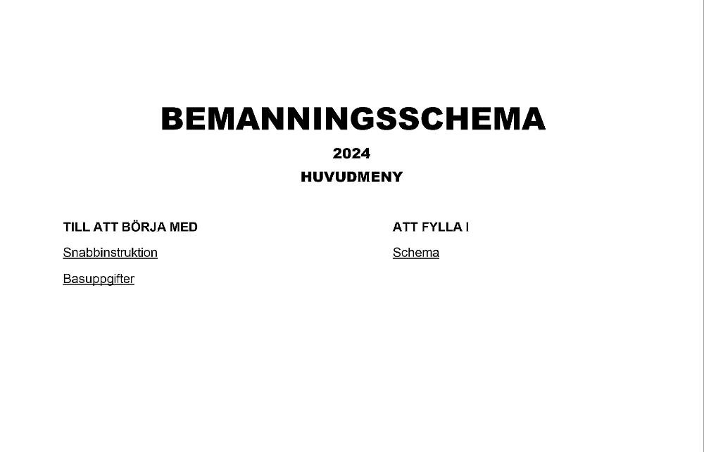 Bemanningsschema 4 veckor 2024