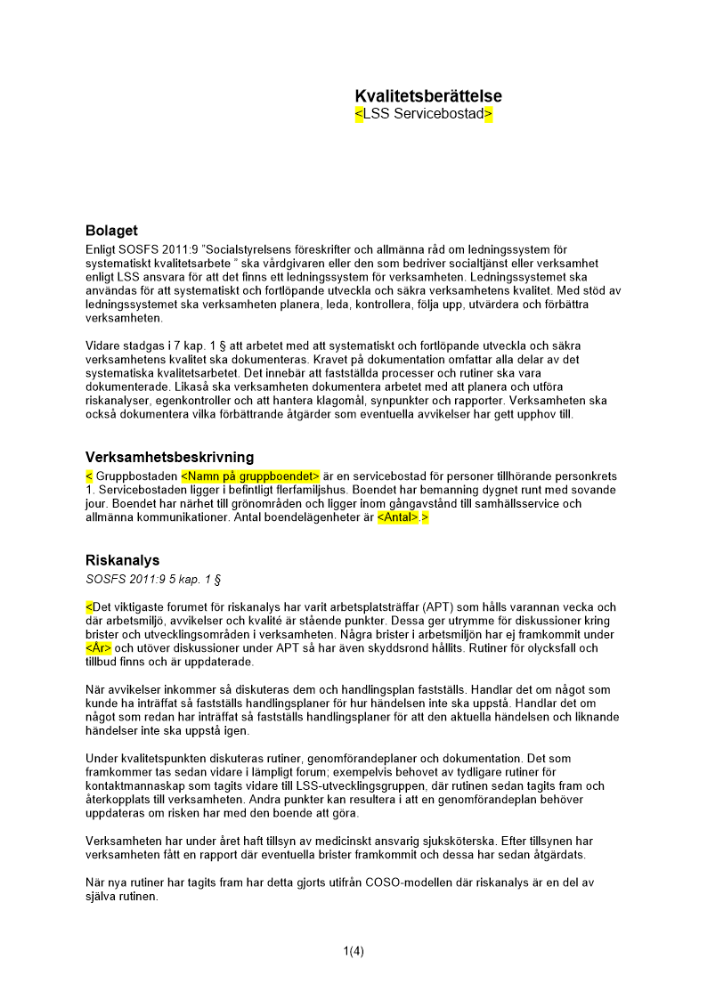 Kvalitetsberättelse vård och omsorg