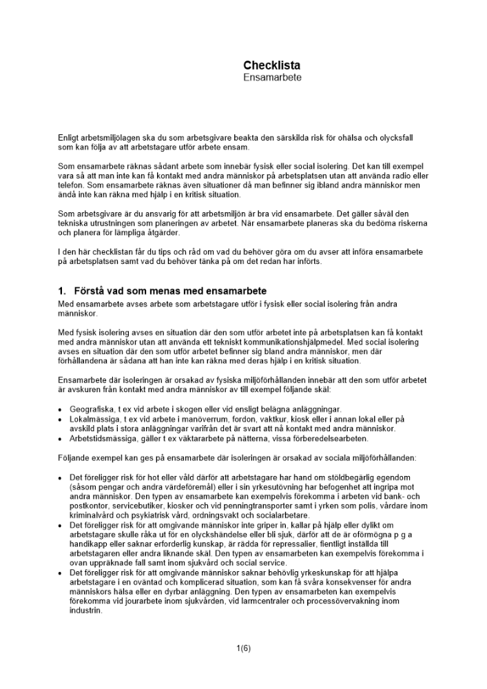 Checklista ensamarbete