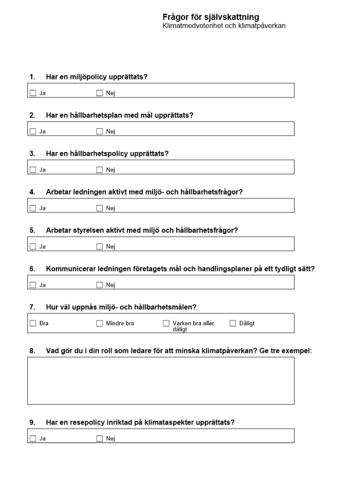 Självskattning - klimatmedvetenhet och klimatpåverkan