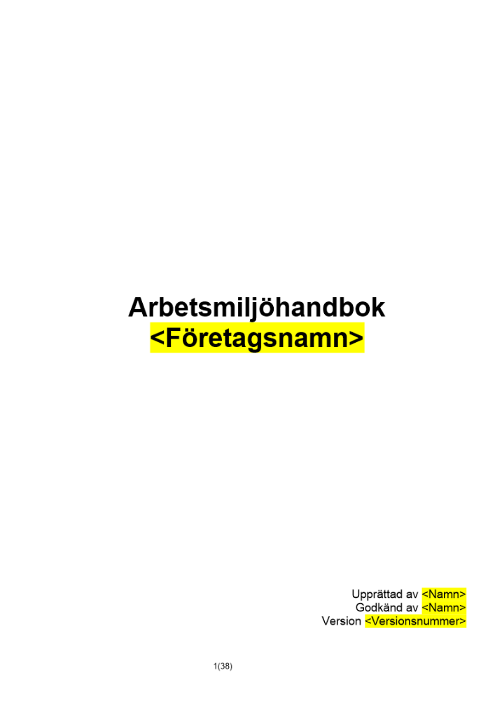 Arbetsmiljöhandbok