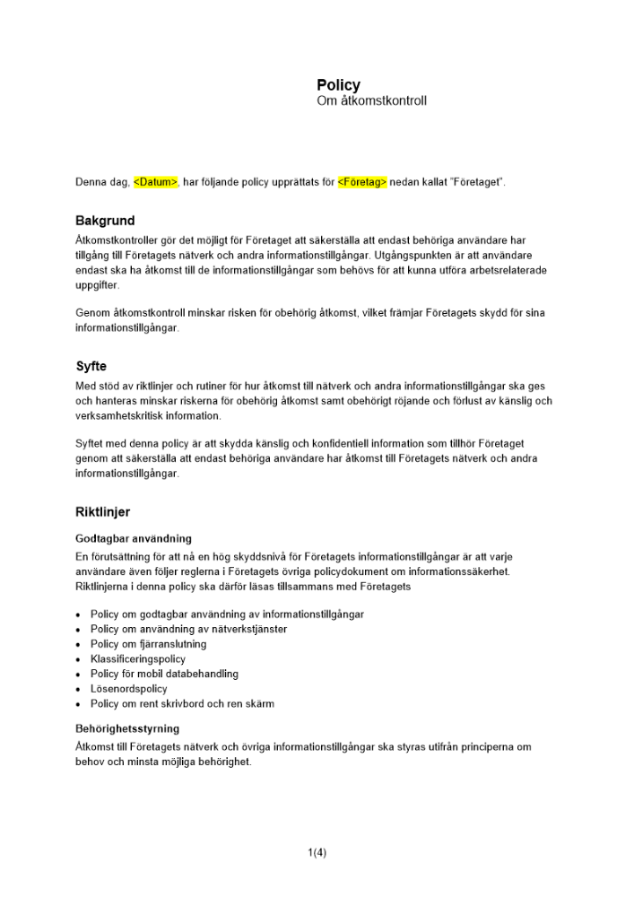 Policy om åtkomstkontroll