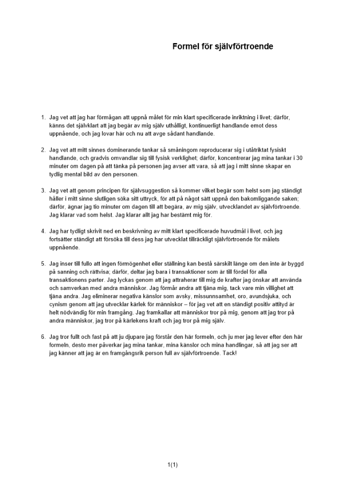 Formel för självförtroende