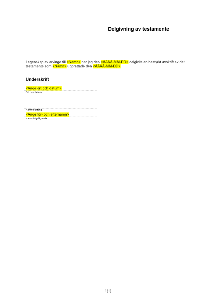 Delgivning av testamente