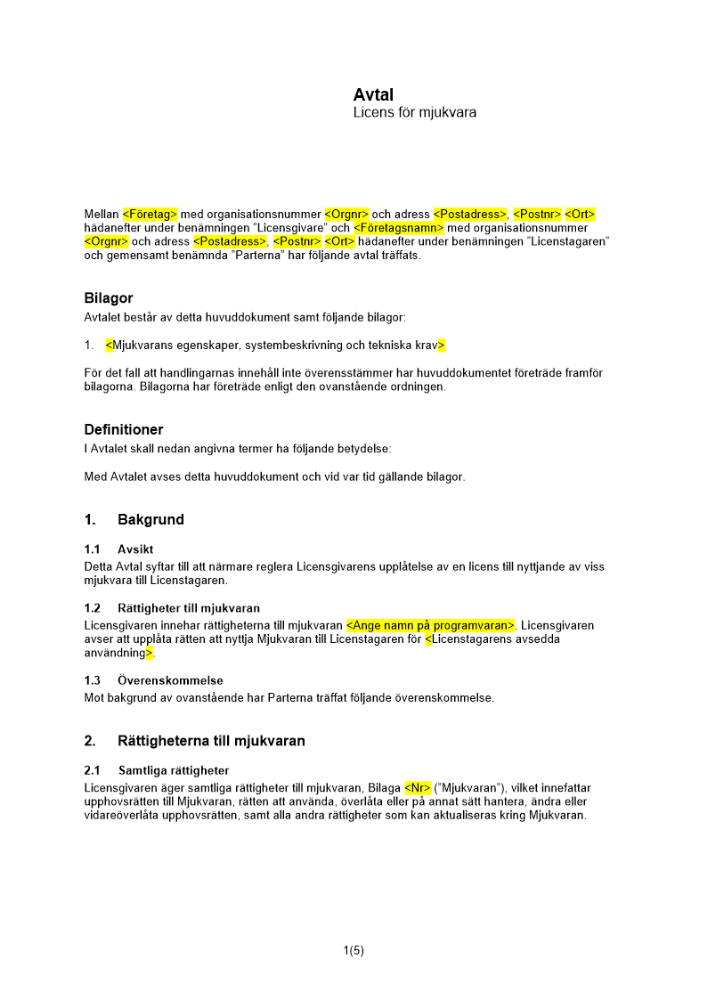 Licensavtal mjukvara