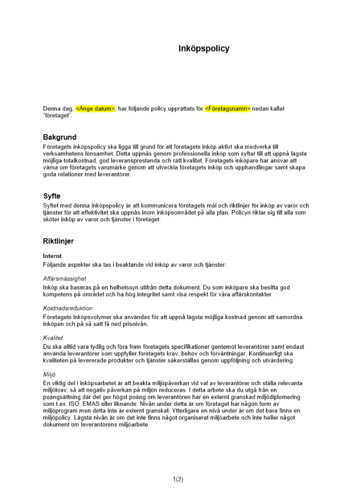 Inköpspolicy