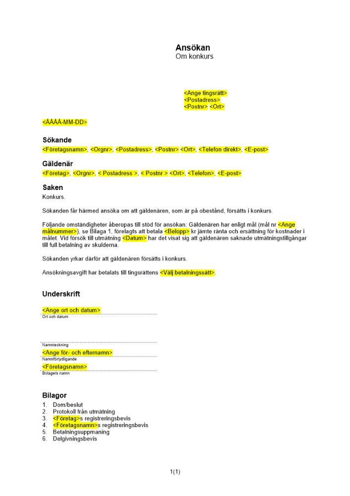 Konkursansökan efter utmätning