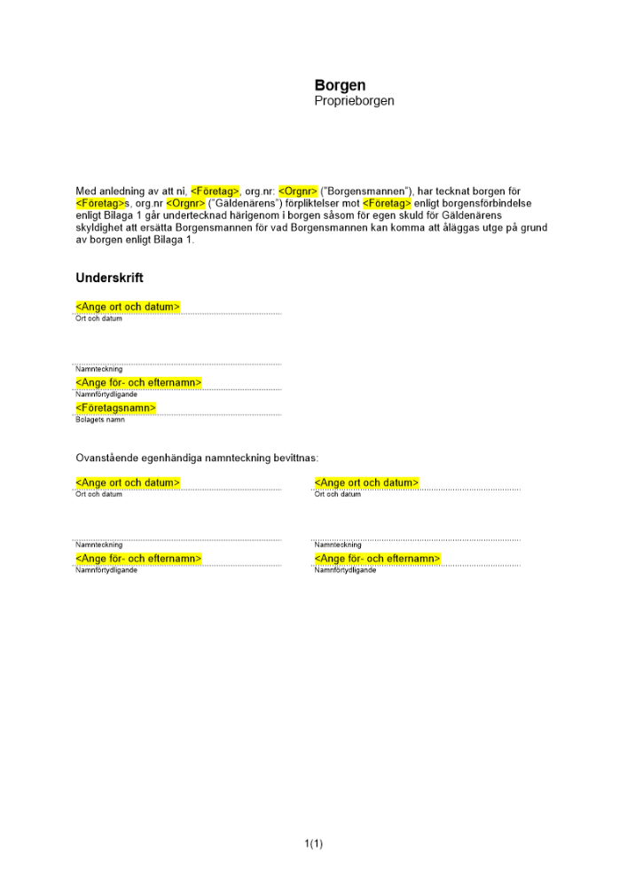 Underborgen av företag (Proprieborgen)