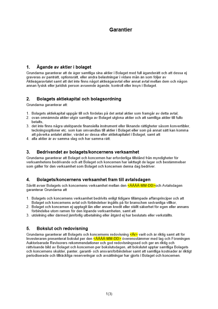 Garantier vid investering (Kortfattade)