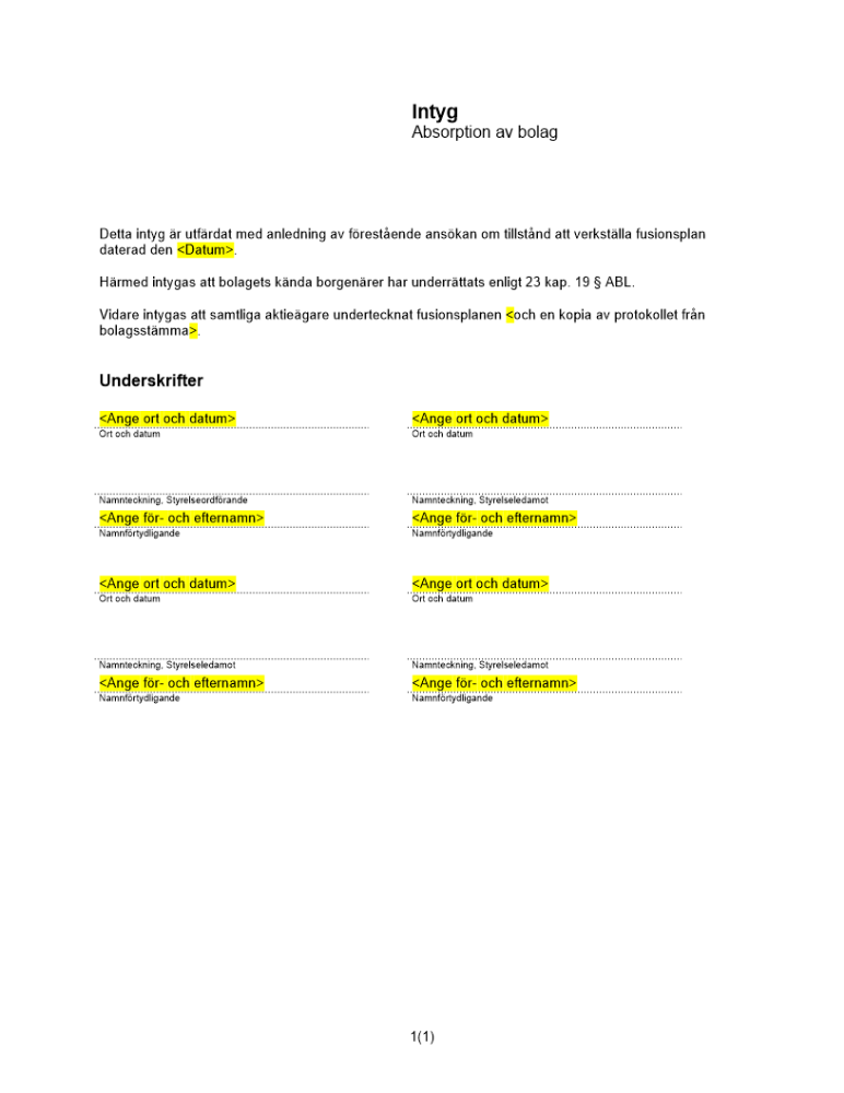 Intyg enl 23 kap 20 § ABL
