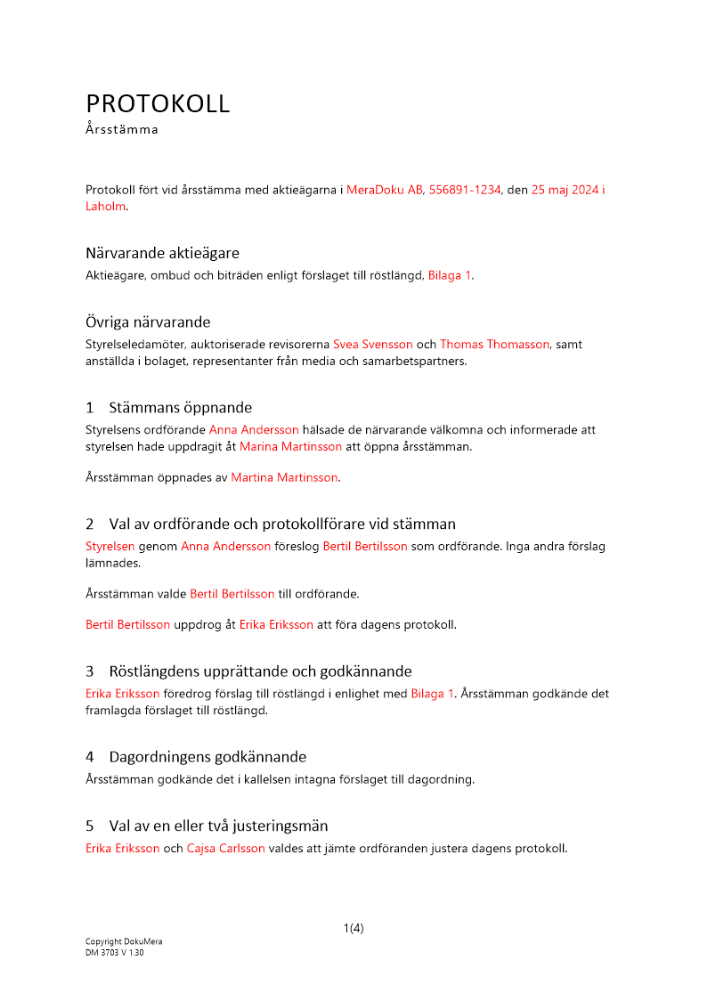 Protokoll från årsstämma - Publikt avstämningsbolag _Noterat_