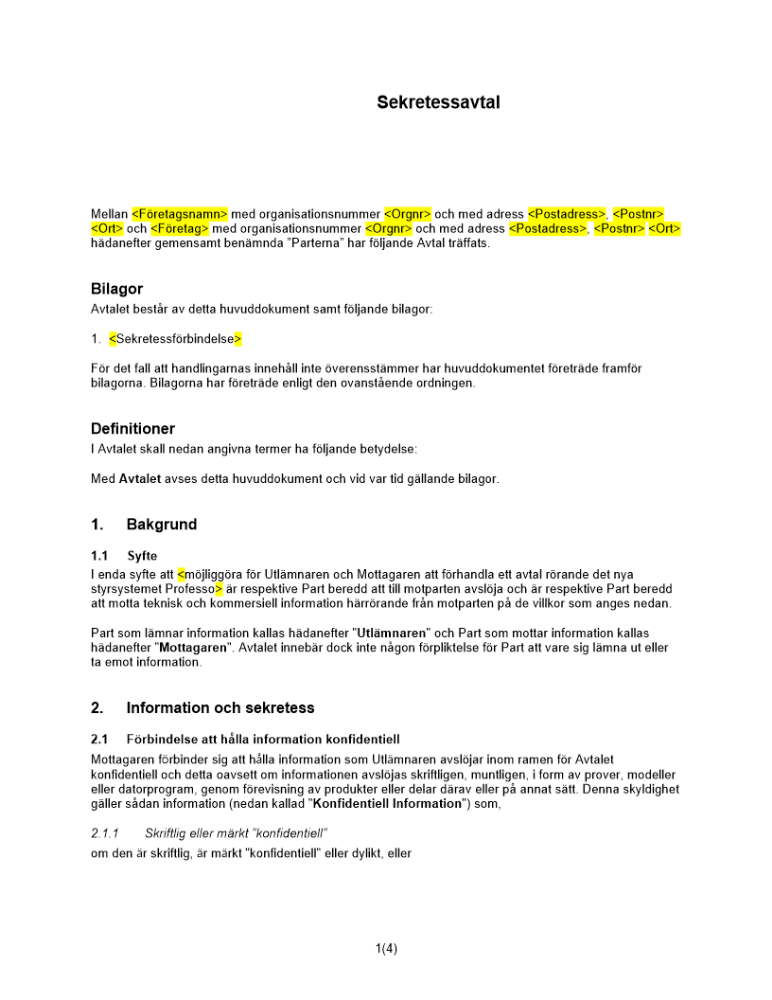 Sekretessavtal ömsesidigt