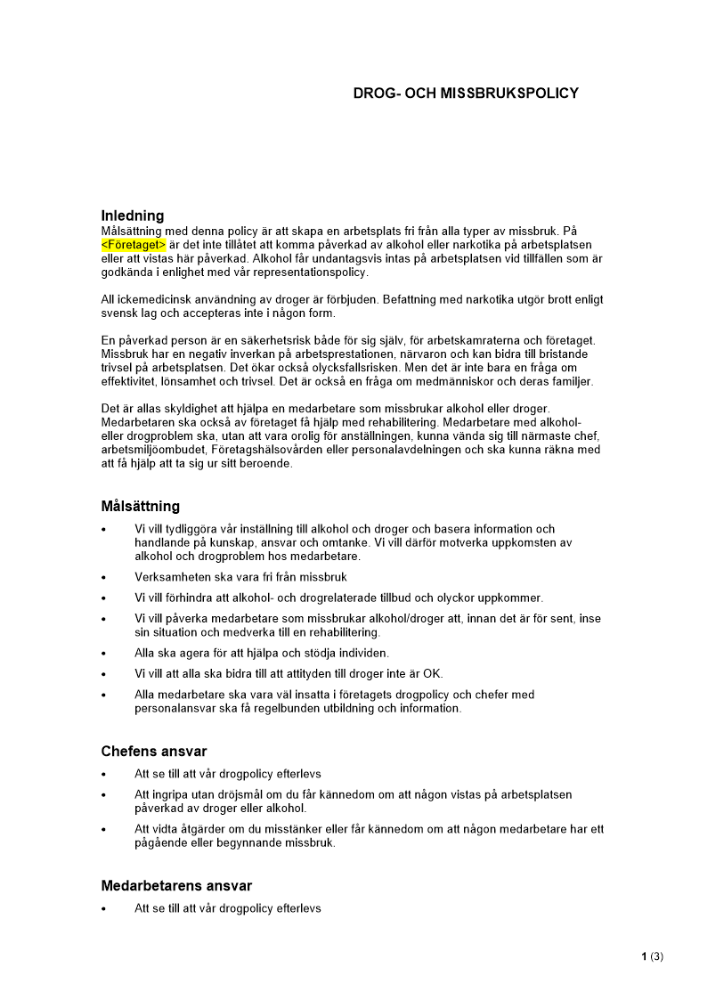 Drog- och missbrukspolicy