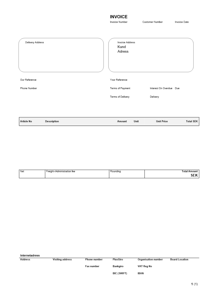 Faktura för handel utanför EU