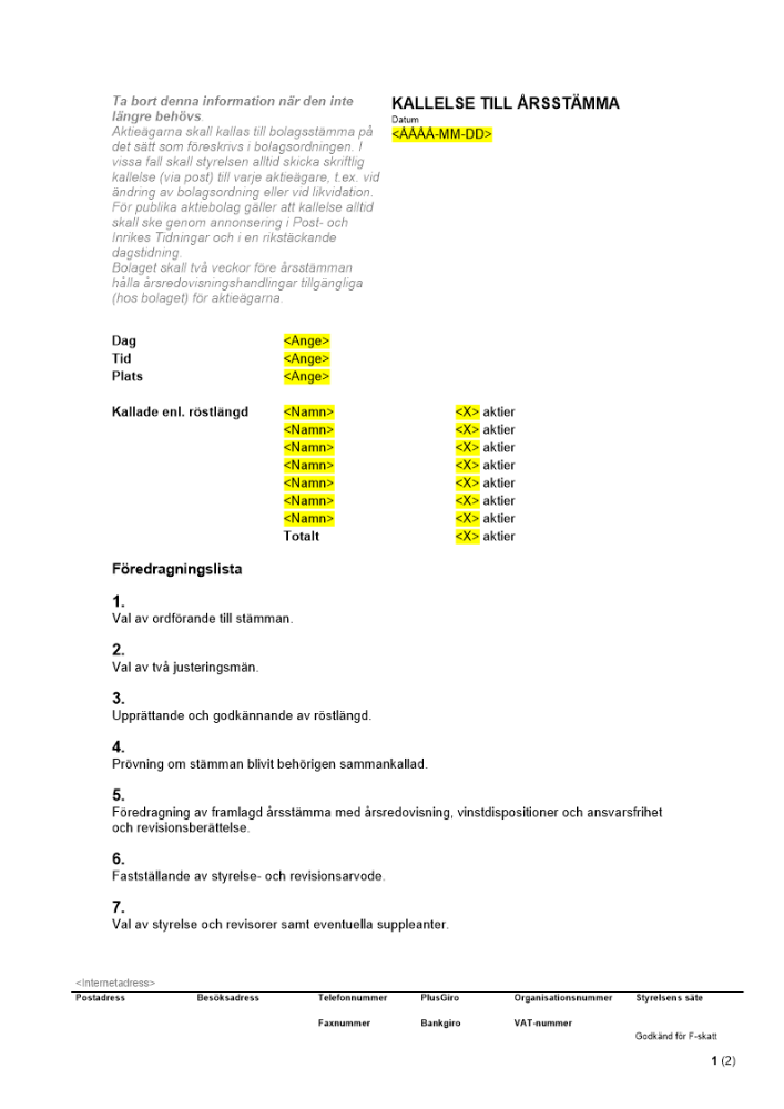 Kallelse till årsstämma