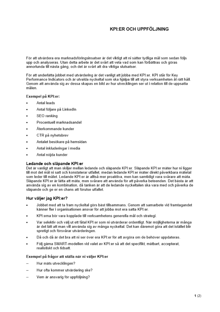 KPI:er och uppföljning