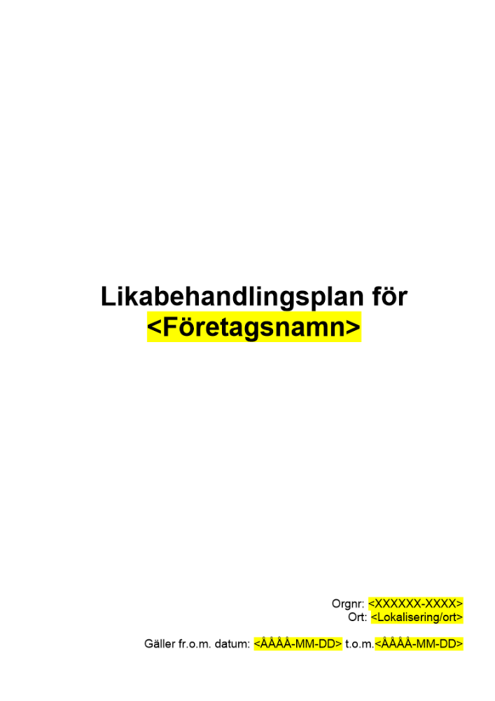 Likabehandlingsplan