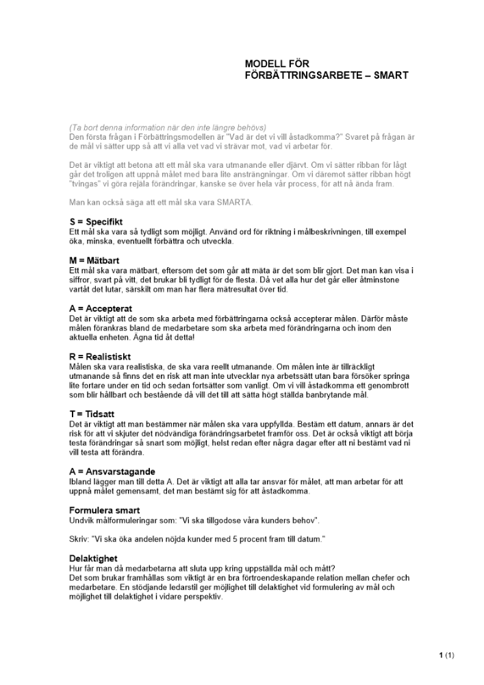Modell for förbättringsarbete – SMART