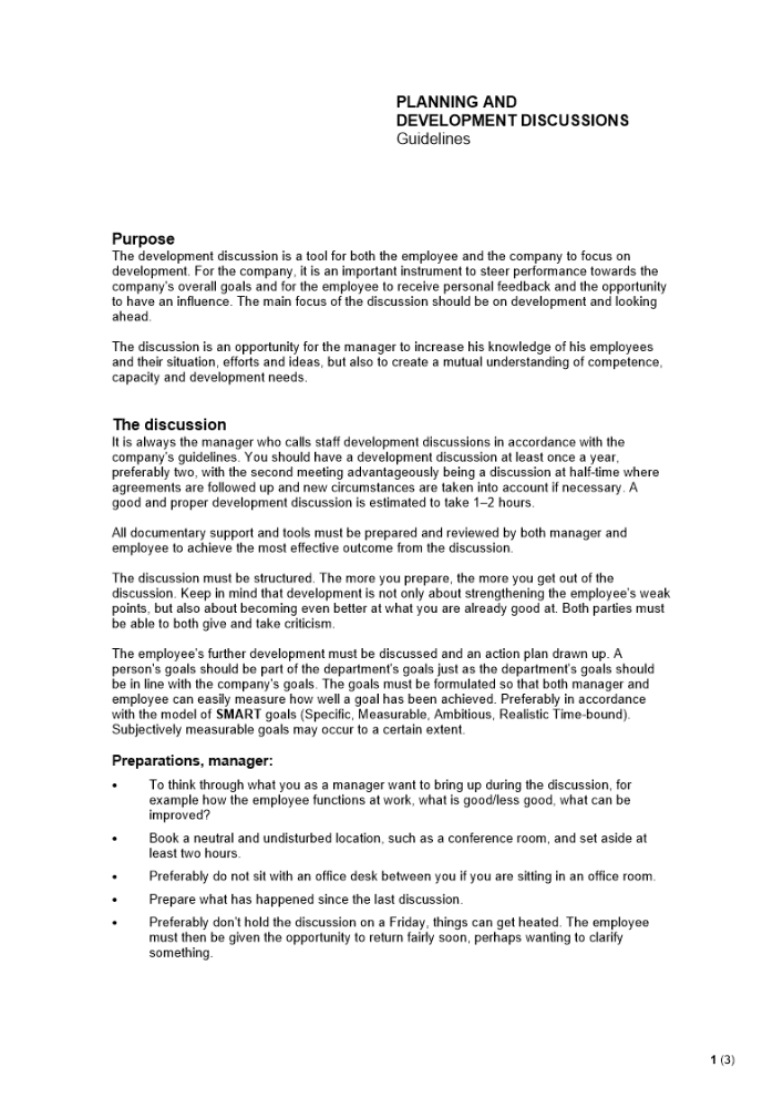 Planning and development discussions - Guidelines