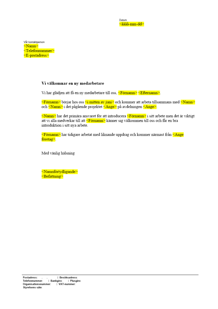 Presentation - Ny medarbetare