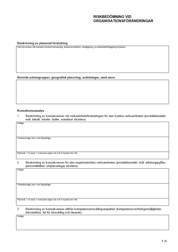 Riskbedömning vid organisationsförändringar