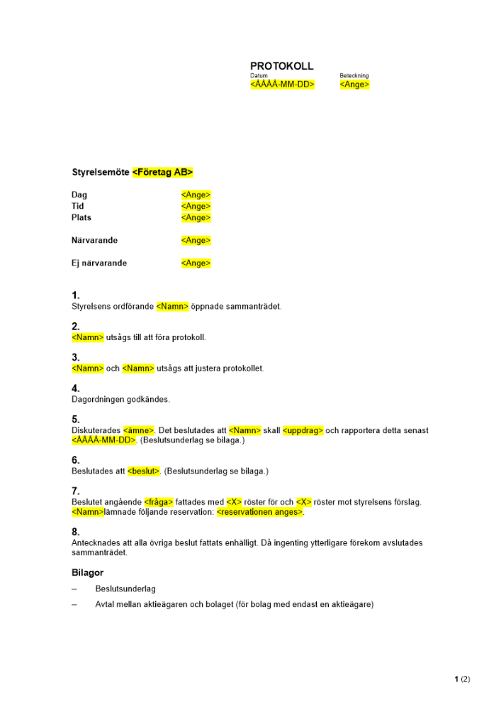Styrelseprotokoll
