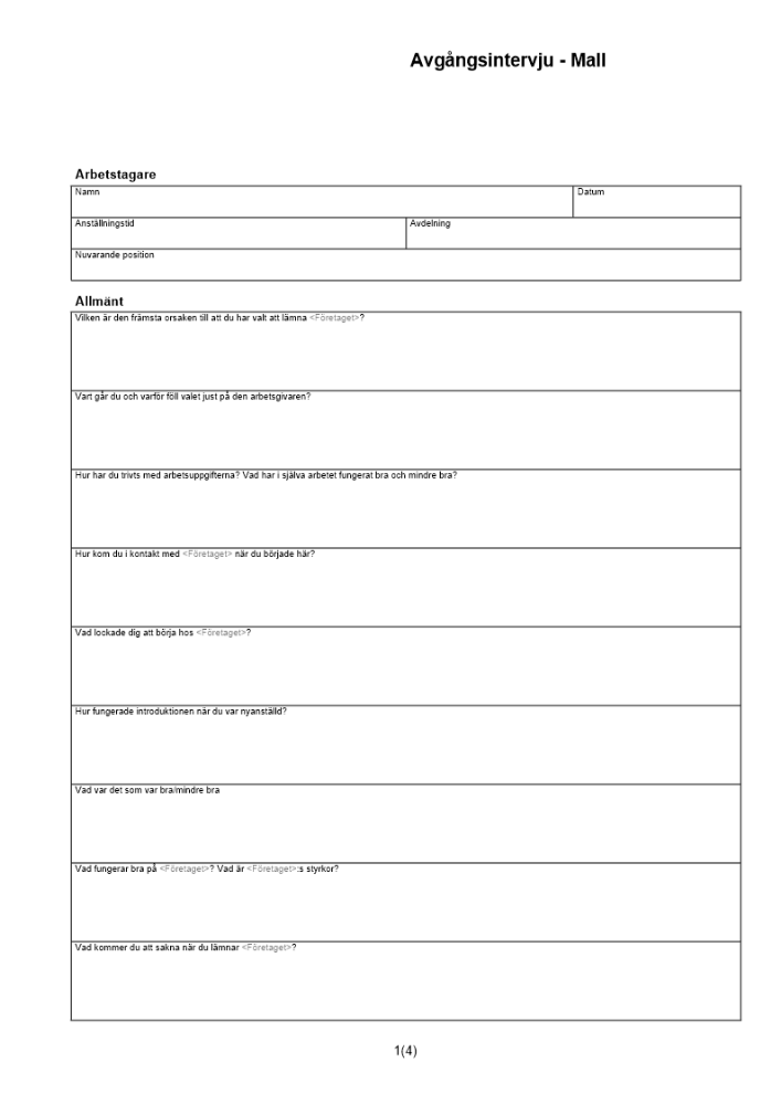 Avgångsintervju (Avslutningssamtal)