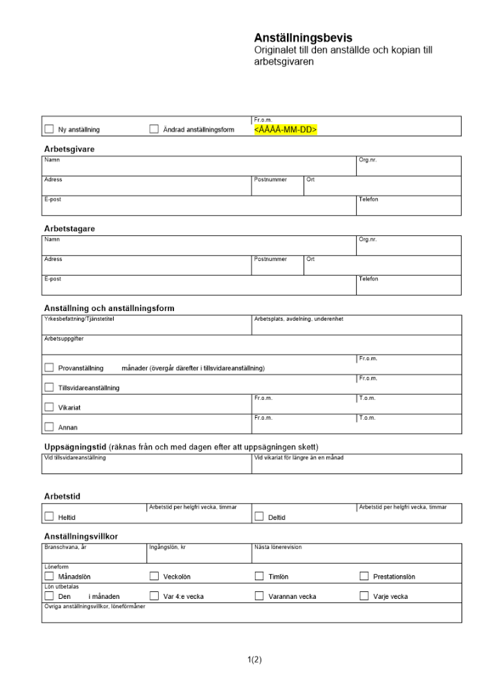 Anställningsbevis