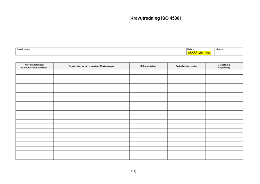 Kravutredning ISO 45001